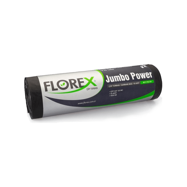 Florex Power Endüstriyel Çöp Torbası Jumbo Boy 80 x 110 Siyah 1000 Gr