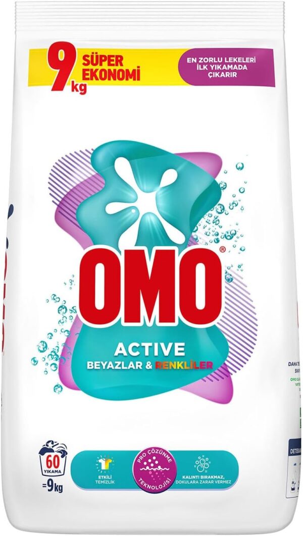 Omo Active Beyazlar & Renkliler Toz Deterjanı 9 Kg