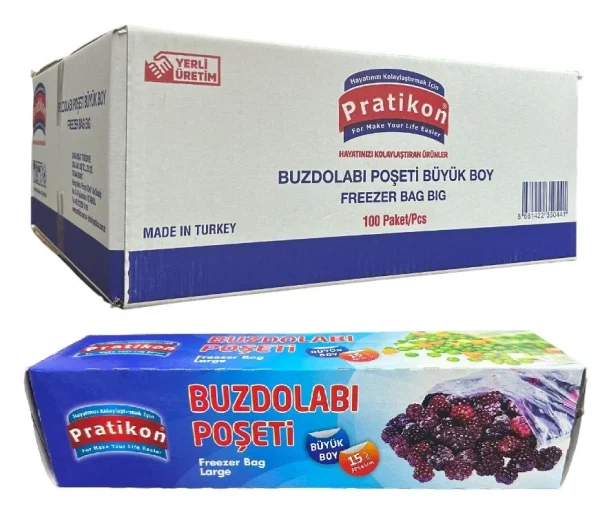 Pratikon Buzdolabı Poşeti Büyük Boy 15 Adetli (Koli İçi 100 Paket)